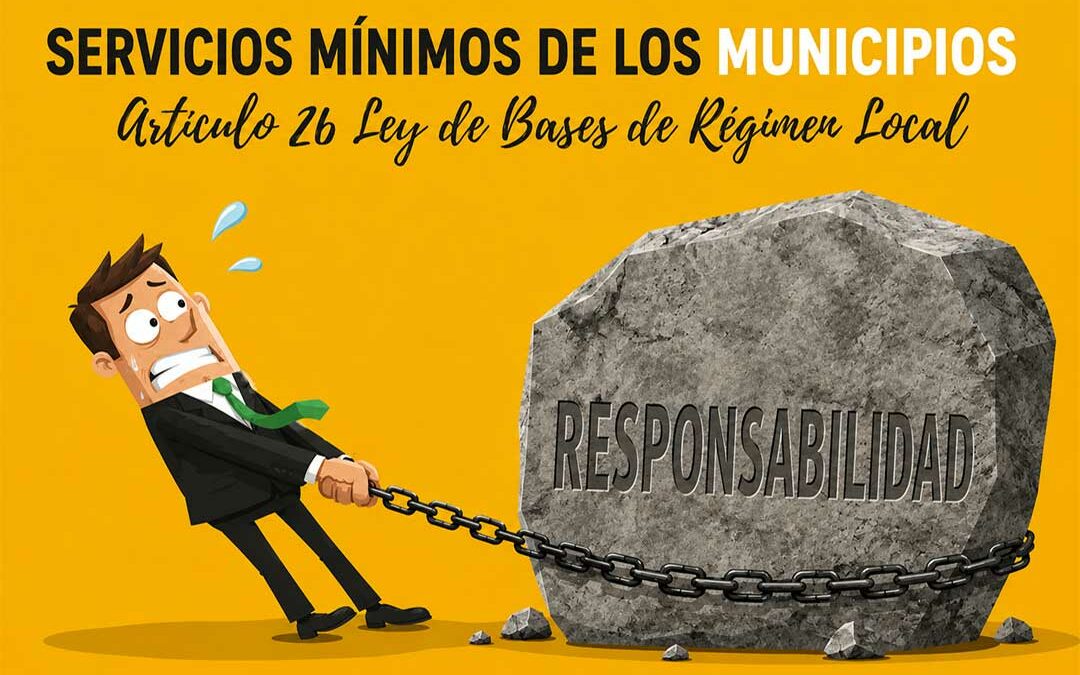 Ilustración que representa la responsabilidad de los municipios de garantizar los servicios mínimos previstos por la legislación local.