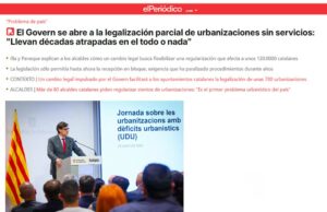 Capture d’écran d’un article d’El Periódico consacré aux urbanisations avec déficits urbanistiques en Catalogne.