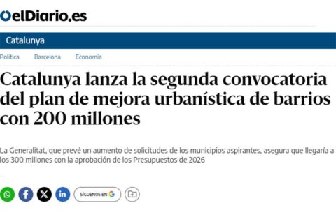 Article d’eldiario.es sur le lancement du Plan de Barris 2026 en Catalogne