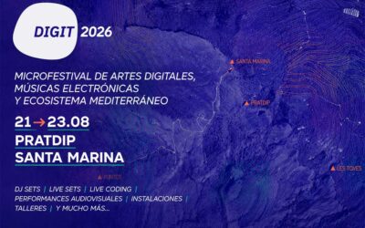 Cartel de DIGIT 2026, microfestival de artes digitales y músicas electrónicas que se celebra del 21 al 23 de agosto en Pratdip y Santa Marina.